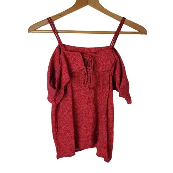 Anthropologie Maeve Mandalay Off-The-Shoulder Lace Up Back Tank Top Size XS - Picture 3 of 10